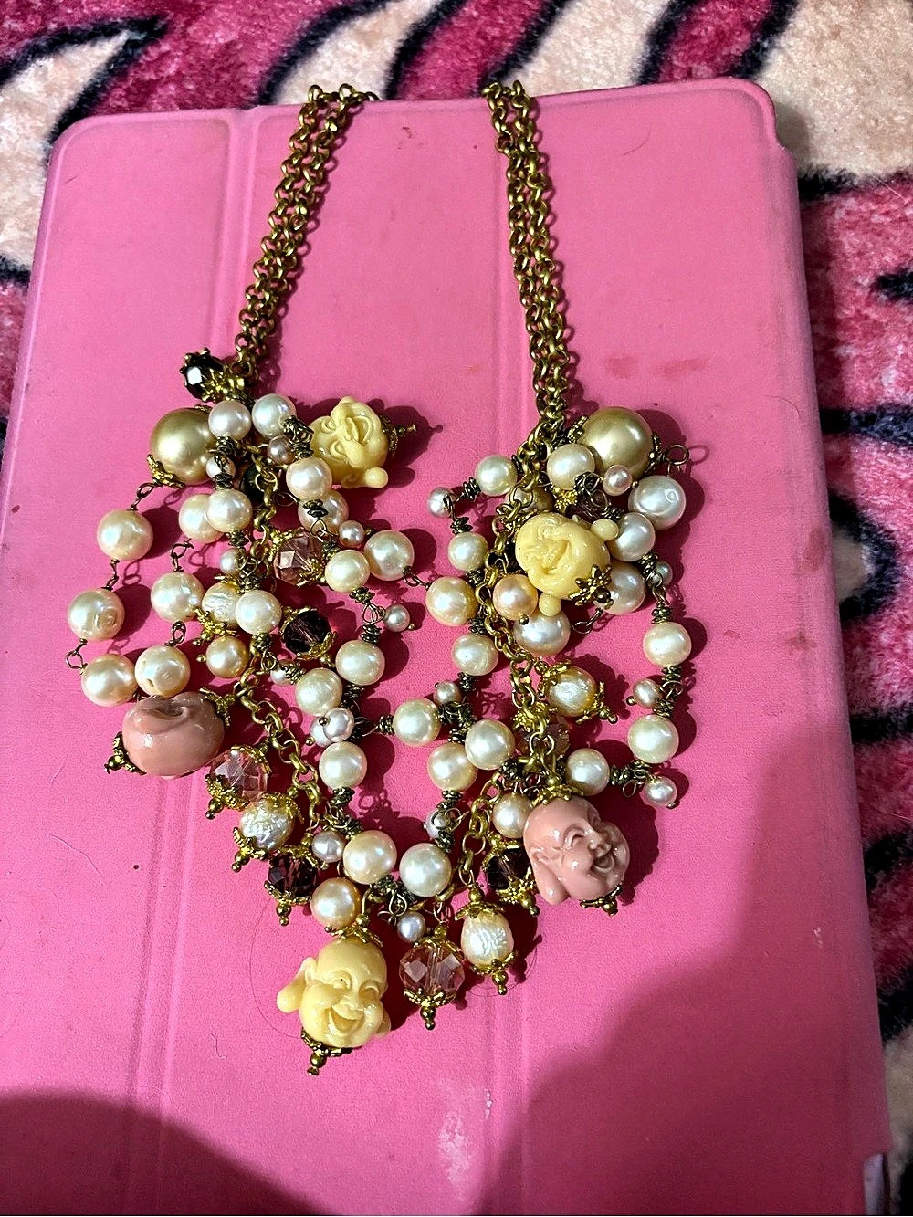 Buddha Pink Pearl Statement Necklace
